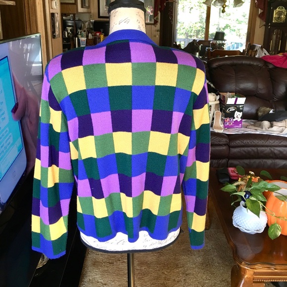 Women’s vintage Ani Knits checkered button up sweater - Picture 6 of 16